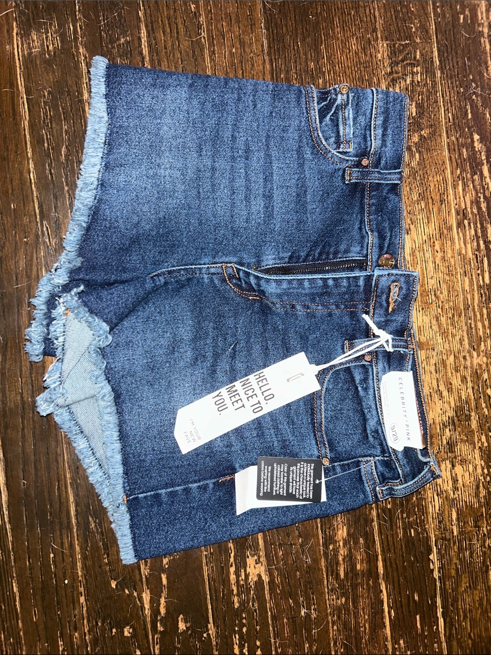 NWT!! Celebrity Pink Dark Blue Frayed Denim Shorts